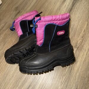 Totes Boots Girls Size 1 Pink Black & Blue